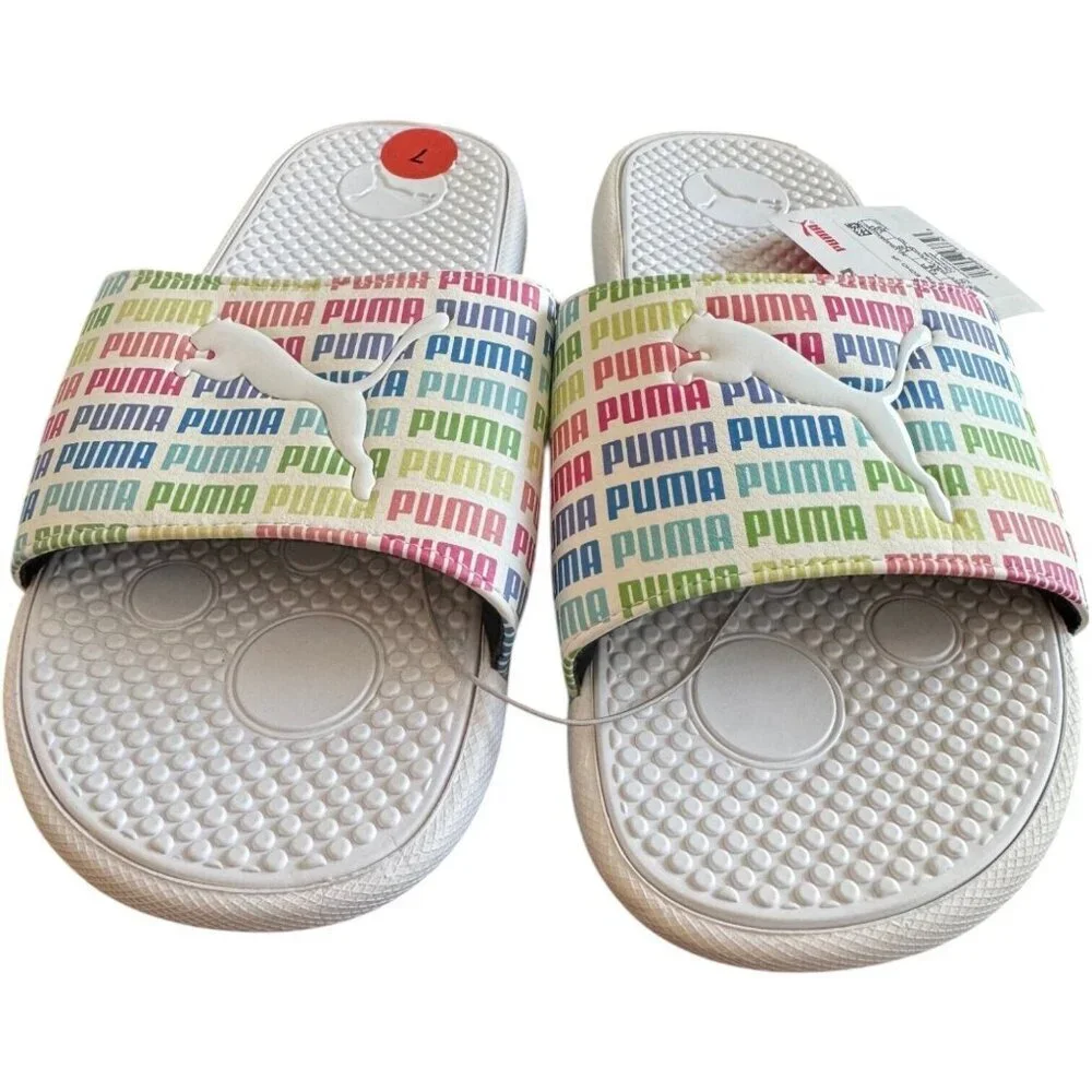 Puma Cool Cat Echo Jr  Slide Youth Sz 7C Boys White‎ Casual Sandals 383615-02
